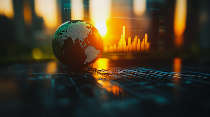 Abstract business Financial charts show a significant increase in profits in the stock market.This is driven by higher interest rates and continued growth. In the innovation world network of financial