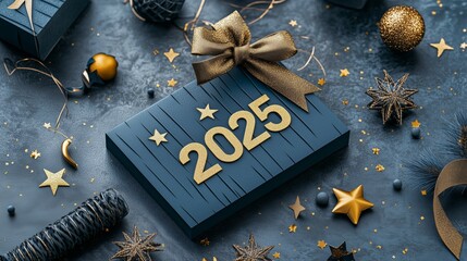 Gift box and modern Christmas decoration