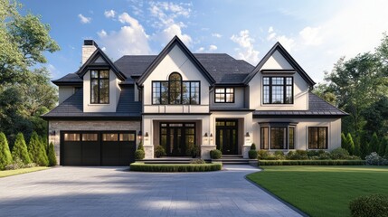 Luxury Suburban Home Architectural Rendering