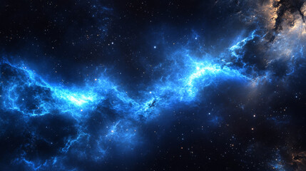 Obraz premium Blue glowing light trajectory in space, computer generated abstract background, 3D rendering