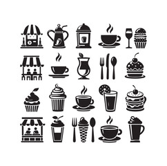 restaurant icon set silhouette vector illustration
