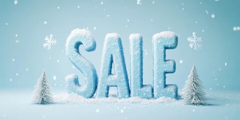 The inscription "SALE" on an isolated background in winter style. Poster banner for leaflets and advertising