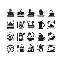 restaurant icon set silhouette vector illustration