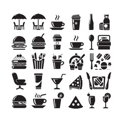 restaurant icon set silhouette vector illustration