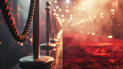 High-end celebration with VIP guests, red carpet, glamourous setting and fireworks, captured in a cinematic style.