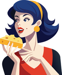 cheese slice cheese eating cheese lover vector illustration graphic design artwork