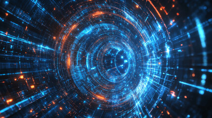 Obraz premium Blockchain technology with abstract background. Blockchain inscription on abstract technology cube. 3d render..