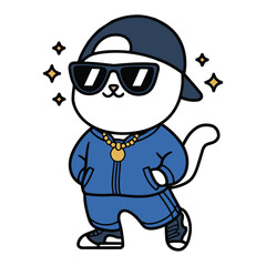 Cool Cartoon Cat in Hip Hop Outfit Illustration