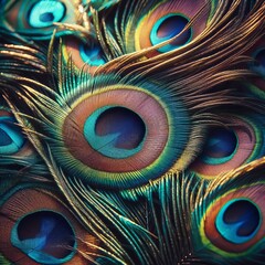 Obraz premium 172 Peacock Feather Detail A close up of the iridescent feathers