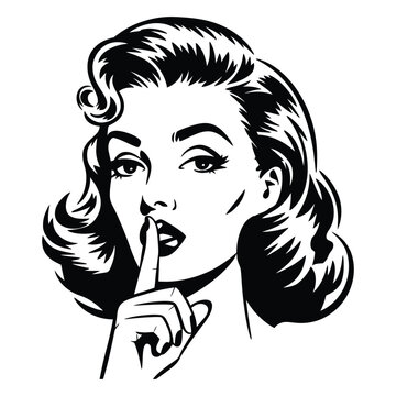 recommend clip art: Vintage Woman in Shushing Gesture Illustration