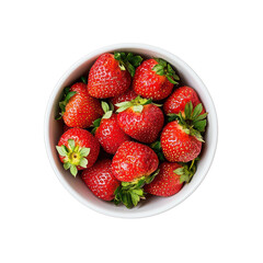 Fresh strawberries in white bowl, vibrant red and juicy, perfect for desserts or snacking. Enjoy sweet taste of summer isolated on transparent background