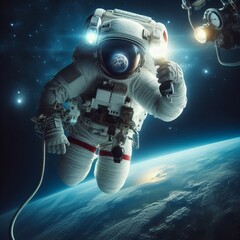 75 Astronaut on a phone call while floating in space (Exploratio