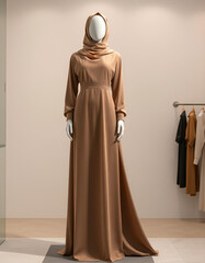 long dress on a mannequin with a hijab