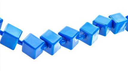 Glowing cubic wireframes linking one after another floating in mid air on blue misty background. 3D illustration of the concept of blockchain and cryptocurrencies