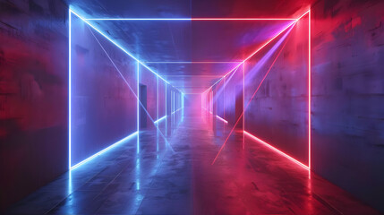 Neon Corridor 3D Render
