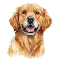 Golden retriever watercolor isolated transparent background