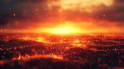 Breathtaking fiery sunset with glowing horizon and dramatic sky  Vibrant orange red and golden hues fill the serene landscape creating a mesmerizing and atmosphere