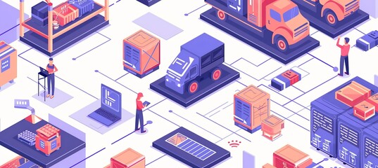 Futuristic logistics operations driven AI where smart warehouses utilize AI to automate storage retrieval and dispatch reducing human error and enhancing productivity