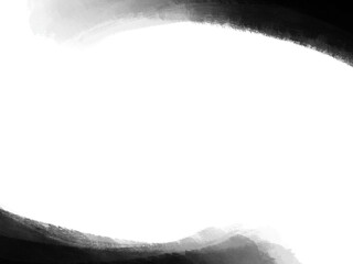 水彩の筆書きの柔らかな黒の曲線フレーム・正月素材