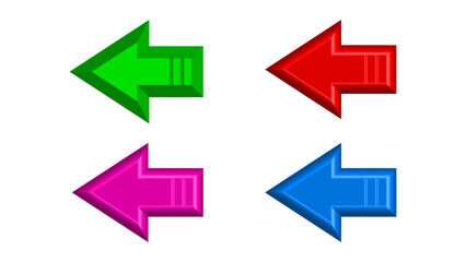 Left 3d multicolor editable vector arrow icon. Direction arrow. glowing arrow icon.