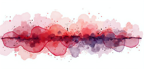 abstract painting of red and purple, watercolor style isolated on white background