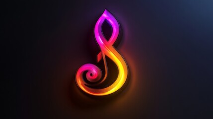 Glowing neon letter S, abstract design, vibrant colors, dark background.