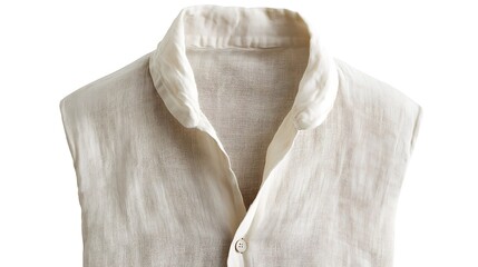 Close-Up of a White Linen Shirt Collar