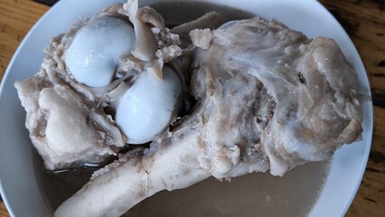Pork bones, ingredients left over from making soup