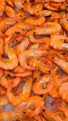 Boiled shrimp is seafood. Steamed shrimp for background. Restaurant.