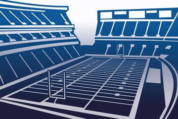 American Football Field Arena Stadium Luxury Blue Gradient Silhouette Vector © Hanum Creative