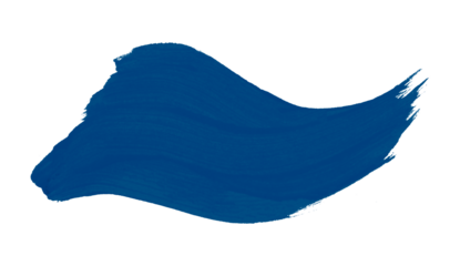 Isolated blue brush stroke on transparent background.