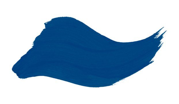 Isolated blue brush stroke on transparent background.