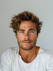 Obraz premium Male hairdresser model with sunny smile
