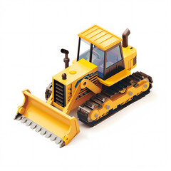 Obraz premium bulldozer 3d isometric illustration isolated on white background