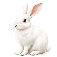 Obraz premium cute white rabbit with long ears and soft fur, sitting gracefully