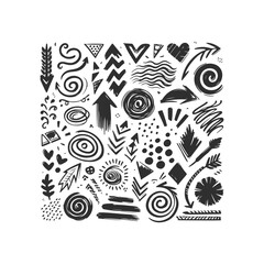Obraz premium Arrow line hand drawn Grunge square, spiral, arrow element scribble line brush Set Vector Design Illustration