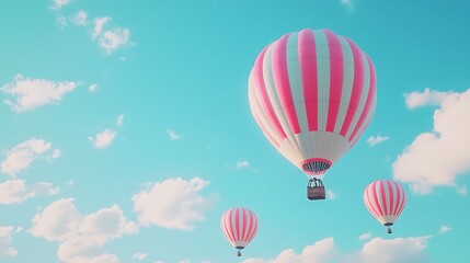 Colorful hot air balloons against blue sky 