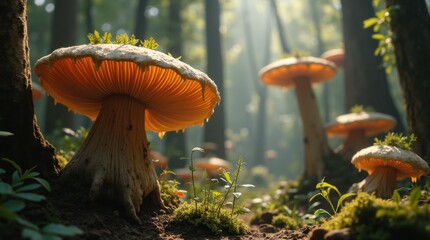 Fototapeta premium Civilization Within a Sentient Fungal Network