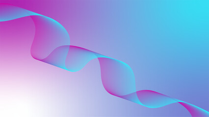 Abstract wavy lines and neon glow on a graient background, soundwave on a dark reflective surface, Modern multicolor wave of light is displayed on black background
