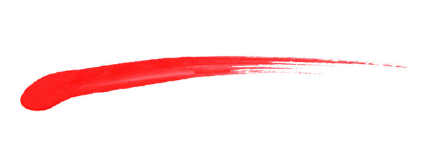 Red brush stroke isolated on transparent background.