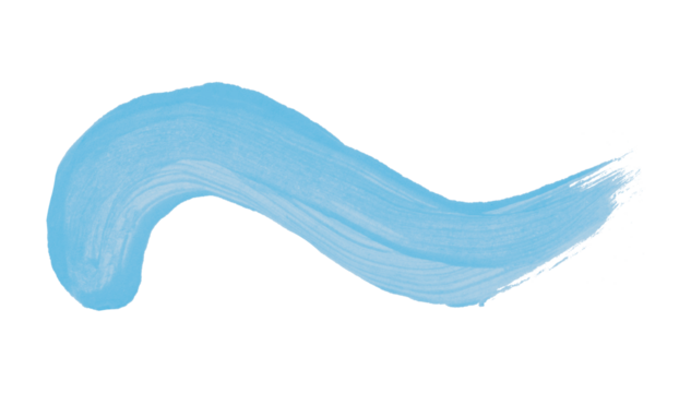 Light blue brush stroke isolated on transparent background.
