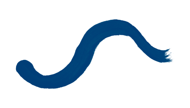 Isolated blue brush stroke on transparent background.