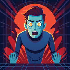 man fearing scary fearful vector illustration graphic design art