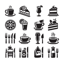 restaurant icon set silhouette vector illustration