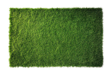 An aerial view of a perfectly manicured green lawn, with a subtle pattern created by mowing, showcasing the rich color and healthy appearance of the grass.
