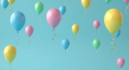 Colorful Balloon Background on Light Blue Background