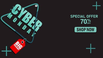 Cyber Monday Special Offers, Sales, Discounts, Promotions, Text Animation. Sales Promotion Video