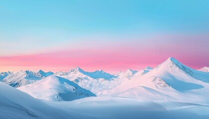 Obraz premium Serene snowy mountains under a pastel sky at dawn.