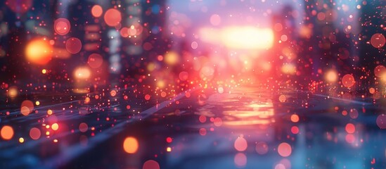 Fototapeta premium Captivating and ethereal digital artwork depicting a mesmerizing celestial dreamscape with glowing shimmering lights and reflections set against a serene mystical night sky