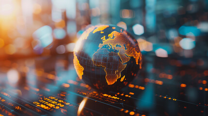 Abstract business Financial charts show a significant increase in profits in the stock market.This is driven by higher interest rates and continued growth. In the innovation world network of financial